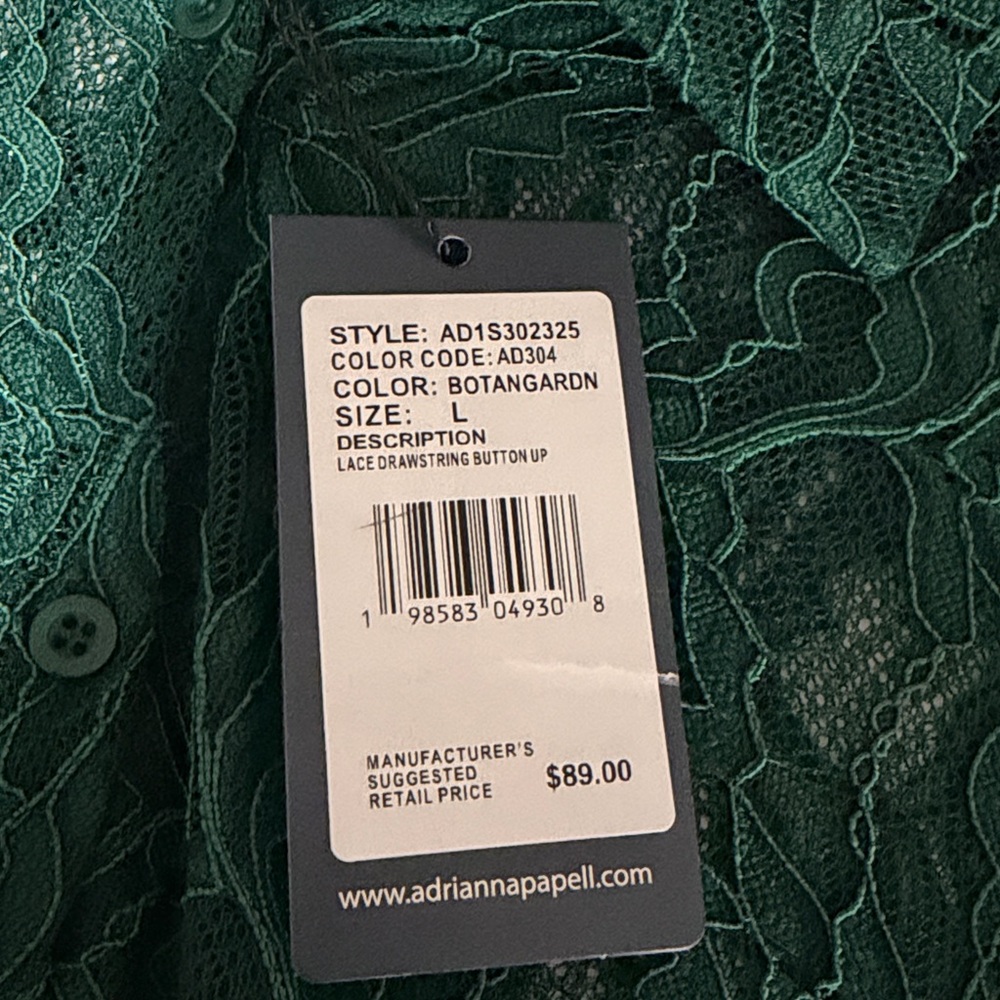 Adrianna Papell Dark Green Lace Blouse Luxury - Picture 4 of 16